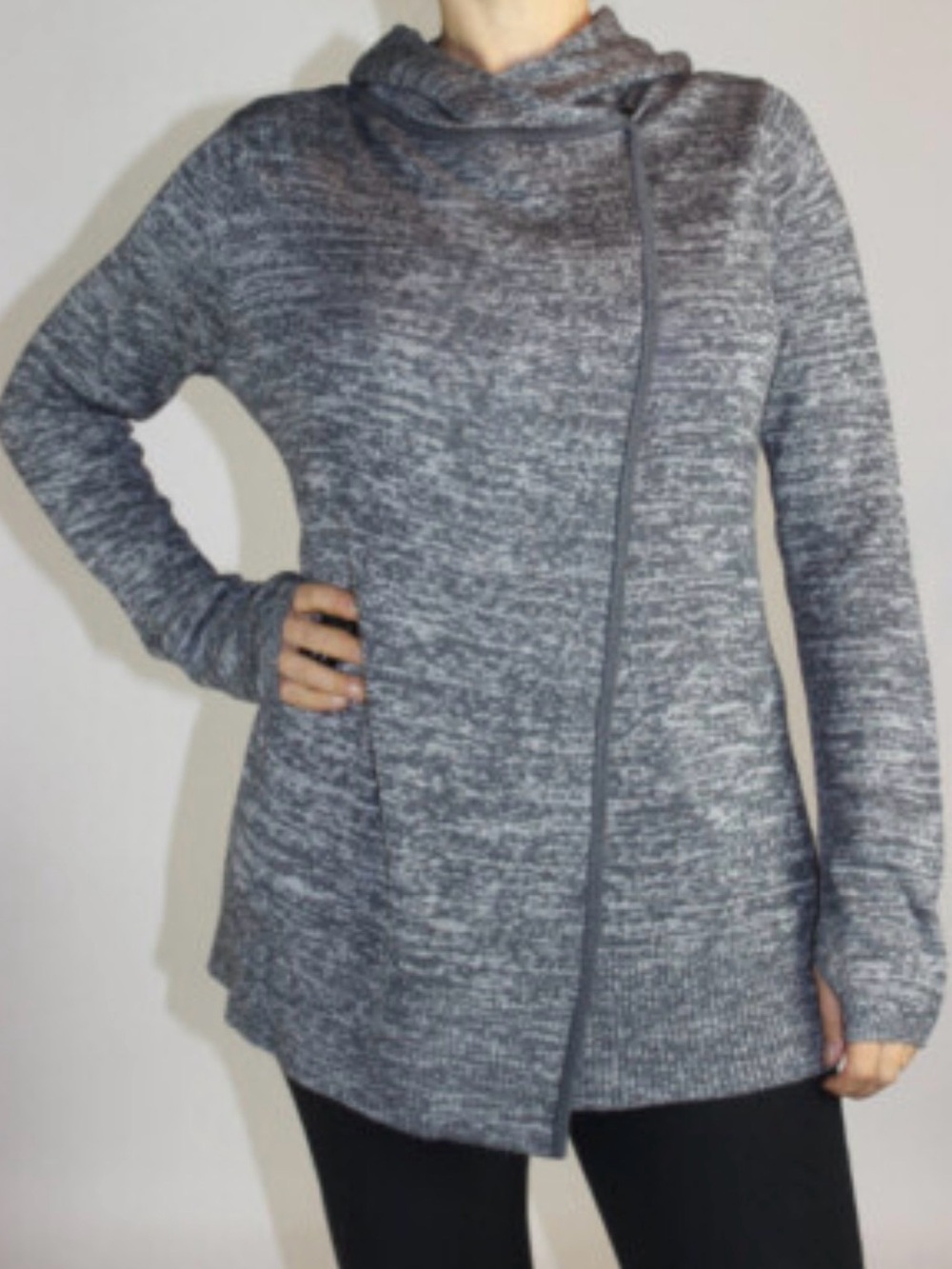 lululemon athletica Gray Marled Hooded Zip Cardigan